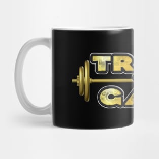 Black and Gold Train to Gain Workout Design Mug